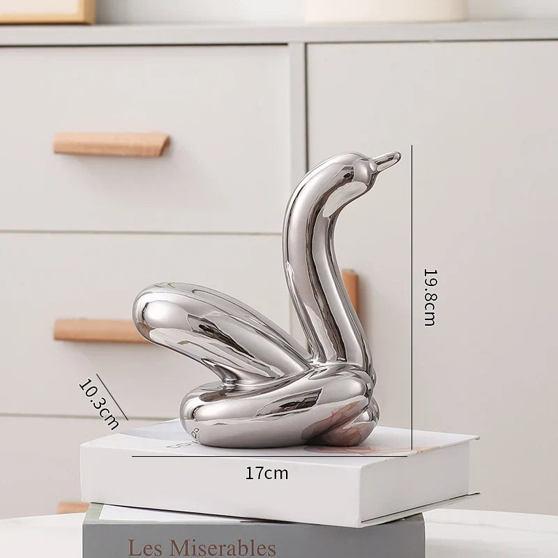 Nordic Ceramic Swan Sculpture Elegant Animal Figurine Home Decor