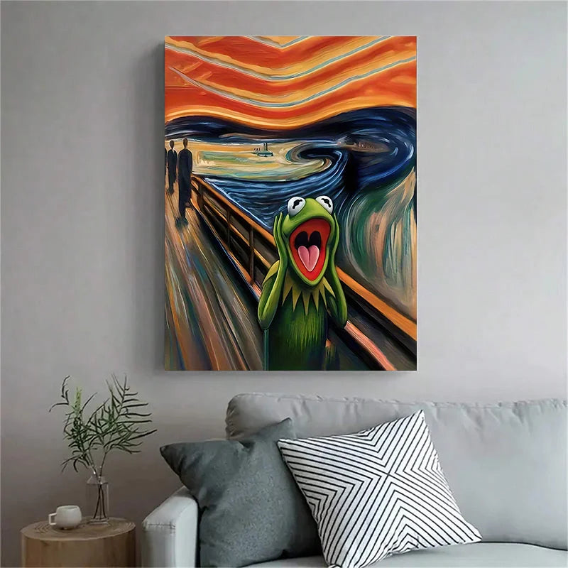 Modern Abstract Screaming Frog Canvas Wall Art Home Decor
