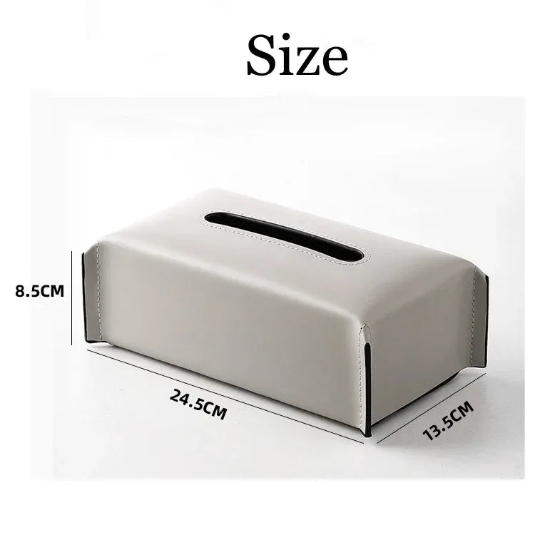 Woven Leather Tissue Box Holder Luxury Napkin Case Home Decor