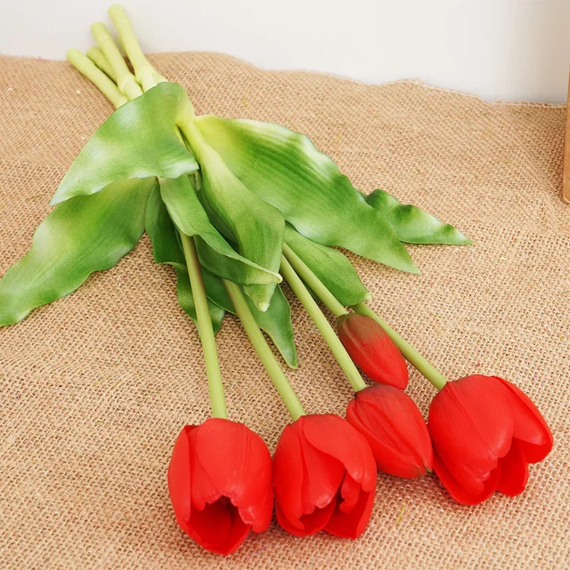 Silicone Real Touch Tulip Bouquet Artificial Flower Home Decoration
