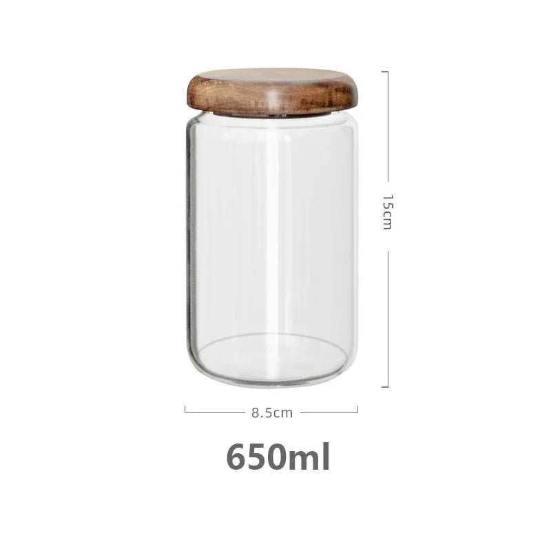 Glass Food Storage Jar With Acacia Wood Lid Airtight Container