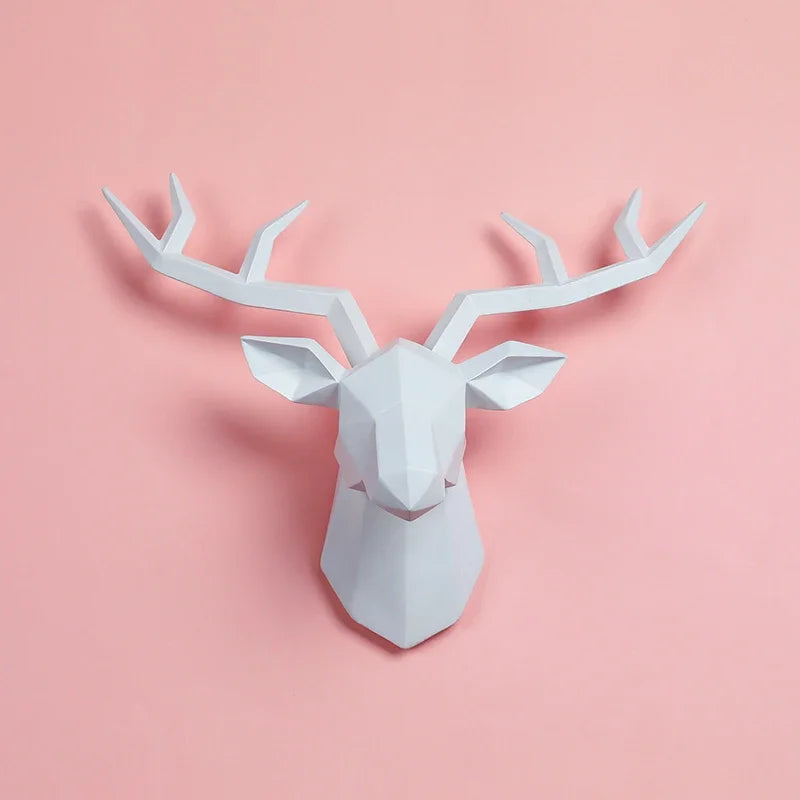 Decorative Resin Elk Head Wall Mount Animal Hook Home Decor