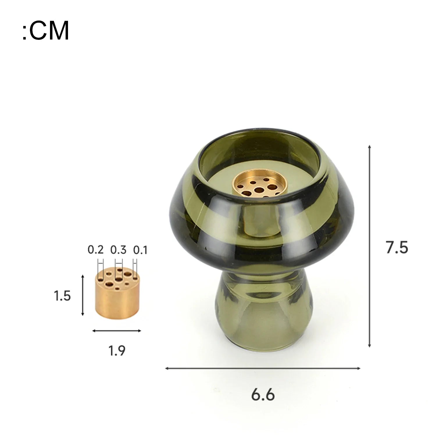 Glass Mushroom Incense Burner Brass Nine Hole Holder Home Decor
