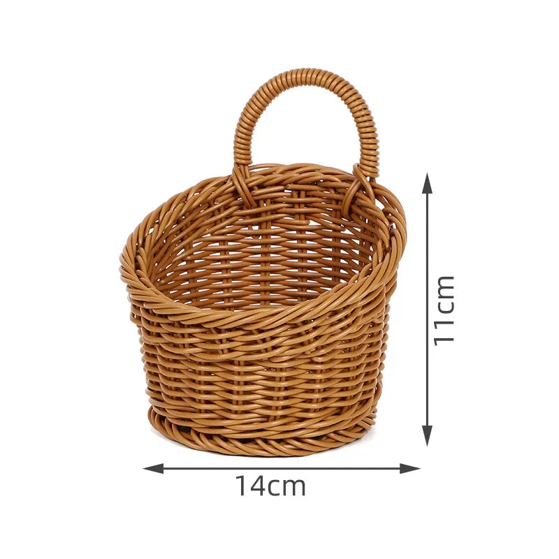 Wall Mounted Woven Vegetable Fruit Basket Kitchen Storage Home Decor