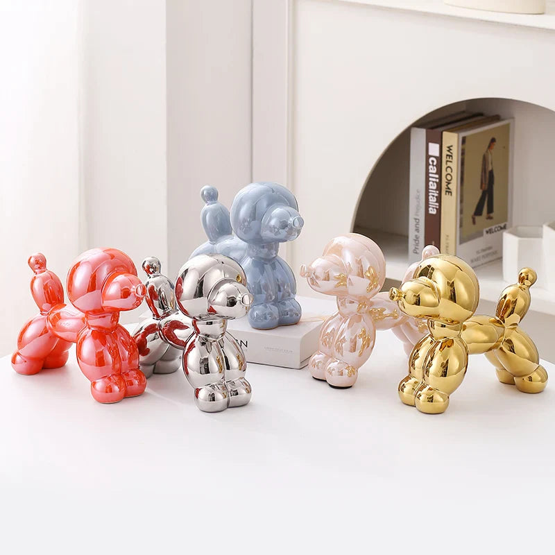 Ceramic Dog Figurine Nordic Animal Sculpture Home Office Decor