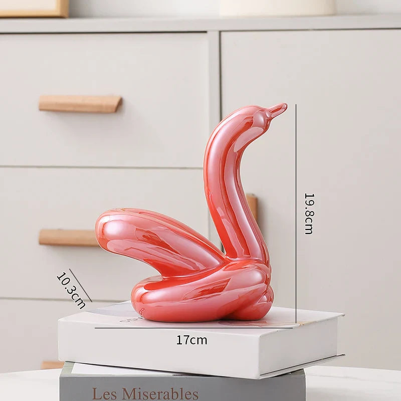 Nordic Ceramic Swan Sculpture Elegant Animal Figurine Home Decor