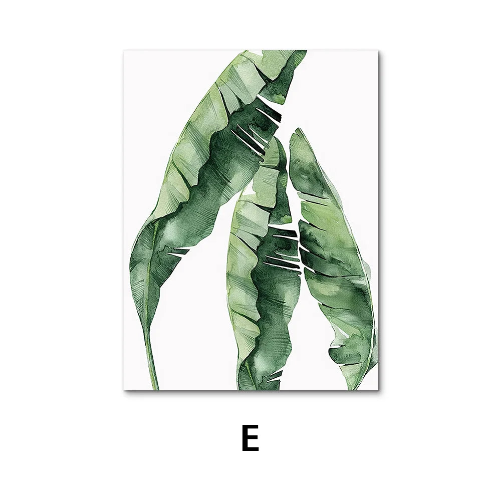 Nordic Green Plants Canvas Monstera Fern Banana Leaf Wall Art