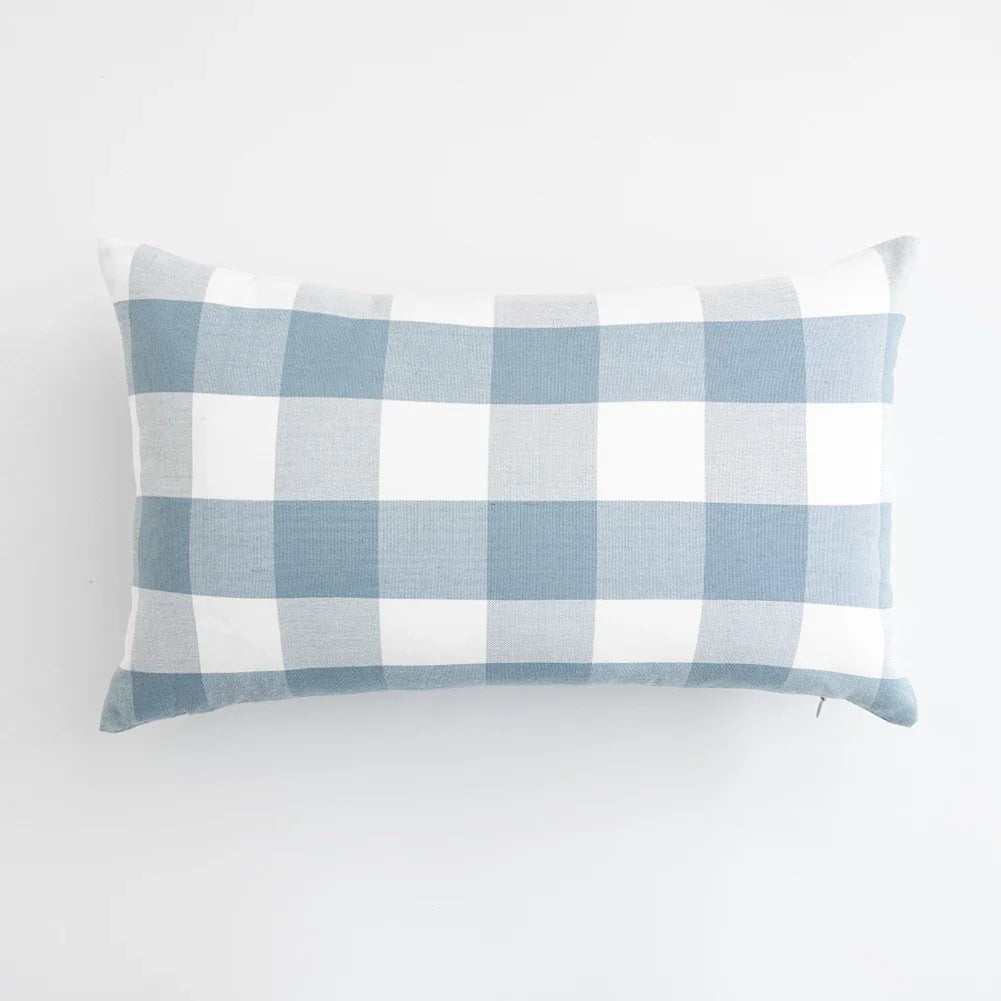 1PC Light Blue Plaid Baby Pillow Cover Sofa Home Decor