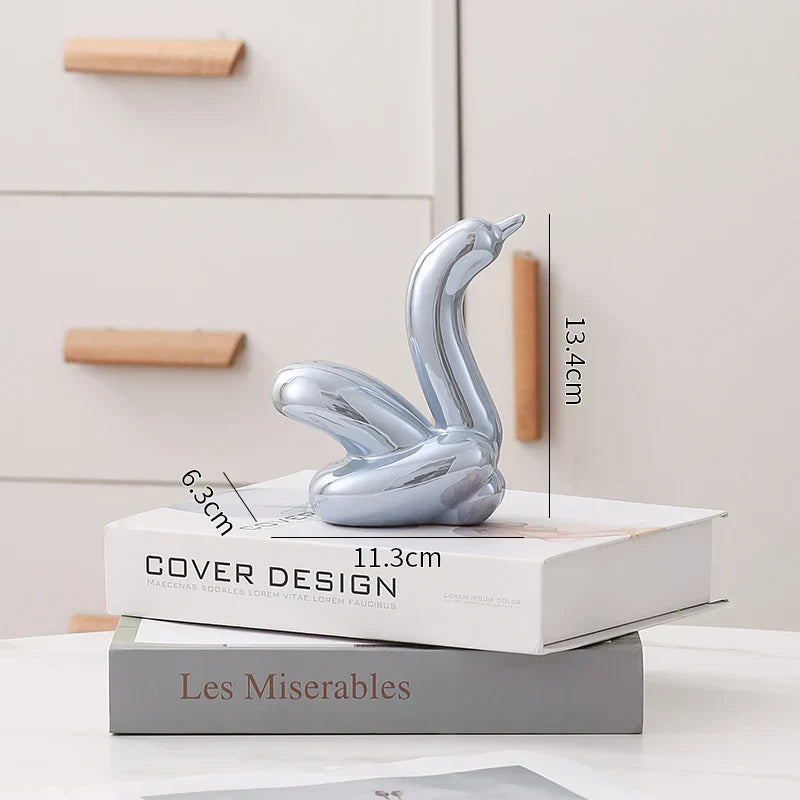 Nordic Ceramic Swan Sculpture Elegant Animal Figurine Home Decor