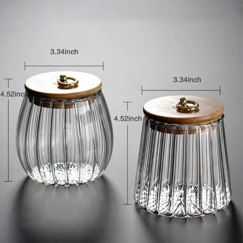 DecorBites™ Glass Airtight Canister with Wooden Lid | Stylish Kitchen Storage Solution