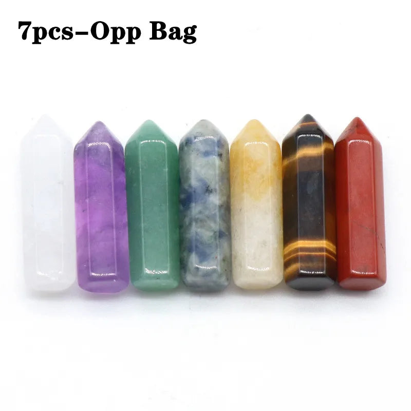 14PCS Natural Stone Chakra Reiki Healing Quartz Gemstone Decor Set