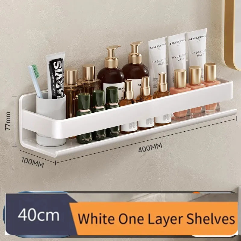 Wall Mounted Bathroom Shelf Kitchen Spice Rack Organizer Storage