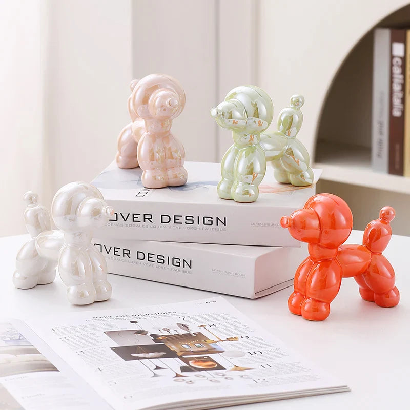 Ceramic Dog Figurine Nordic Animal Sculpture Home Office Decor