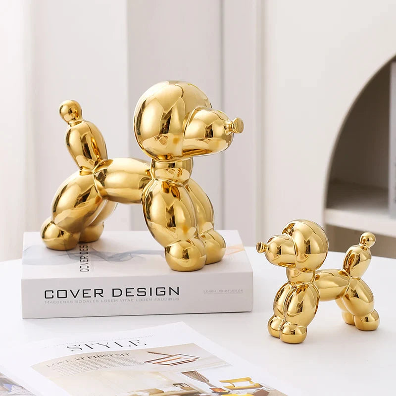 Ceramic Dog Figurine Nordic Animal Sculpture Home Office Decor