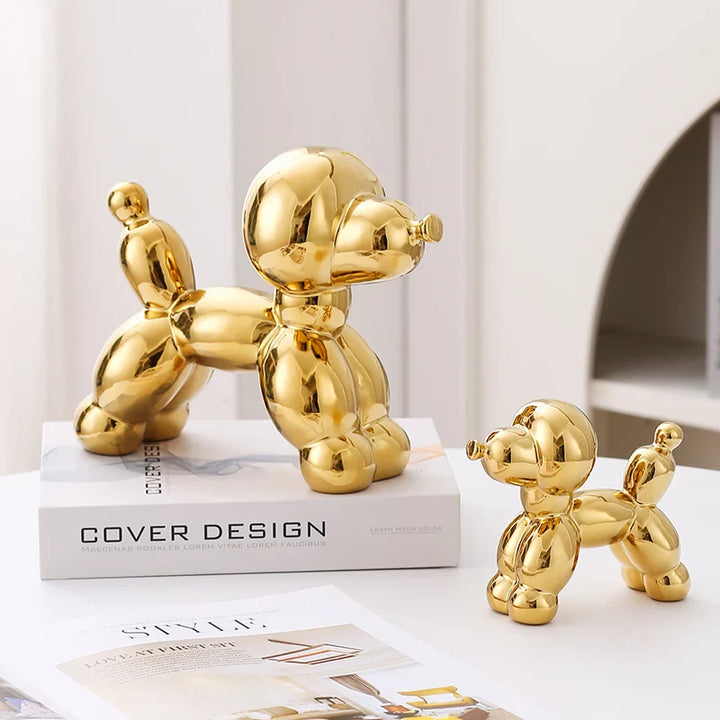 Ceramic Dog Figurine Nordic Animal Sculpture Home Office Decor