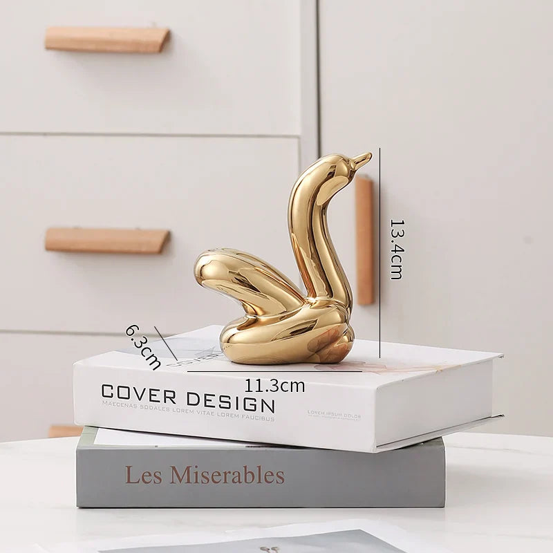 Nordic Ceramic Swan Sculpture Elegant Animal Figurine Home Decor