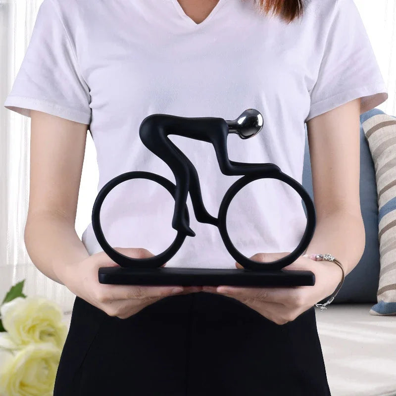 Modern Abstract Resin Cyclist Statue Bike Rider Figurine Home Decor