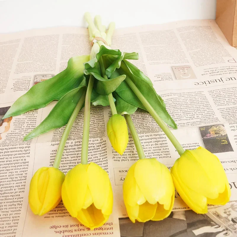 Silicone Real Touch Tulip Bouquet Artificial Flower Home Decoration