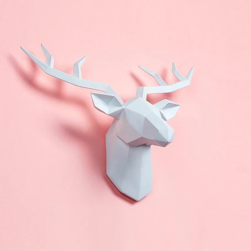 Decorative Resin Elk Head Wall Mount Animal Hook Home Decor