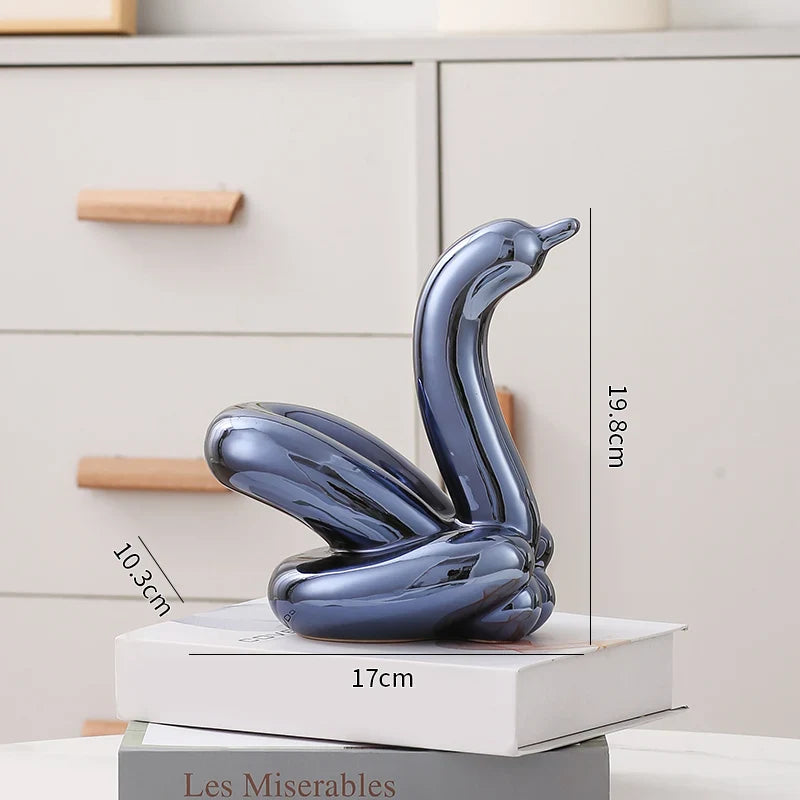 Nordic Ceramic Swan Sculpture Elegant Animal Figurine Home Decor