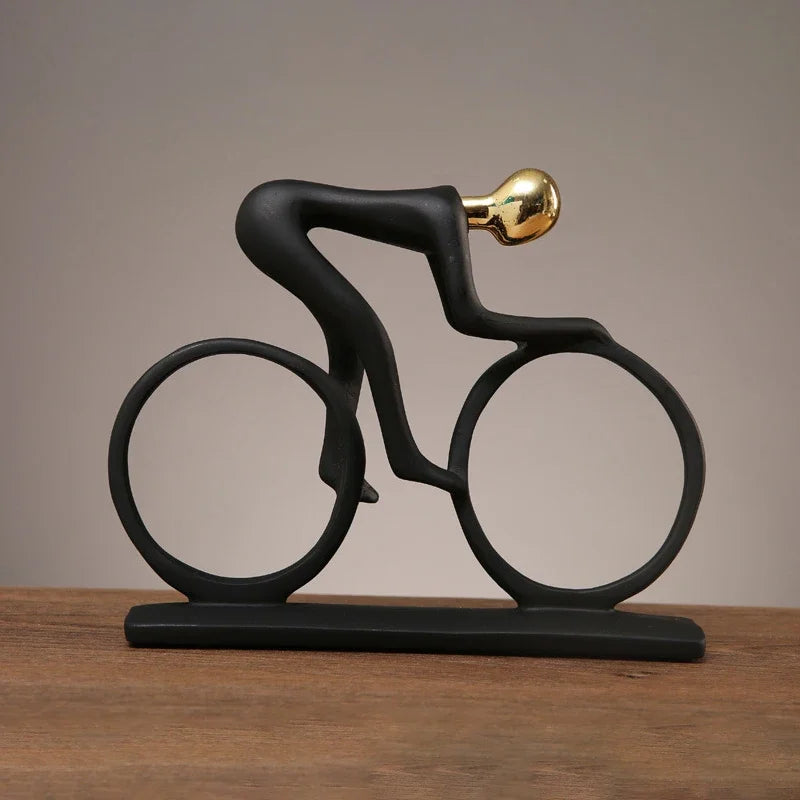 Modern Abstract Resin Cyclist Statue Bike Rider Figurine Home Decor