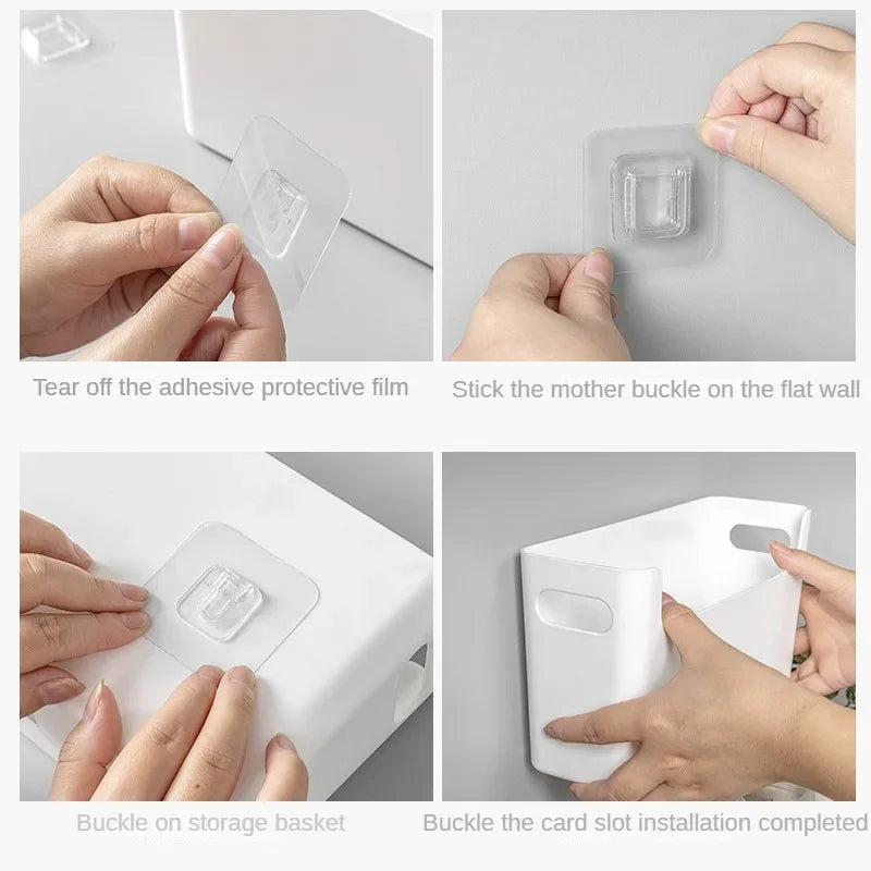 Transparent Non Perforated Adhesive Film Kitchen Cabinet Wall Organizer