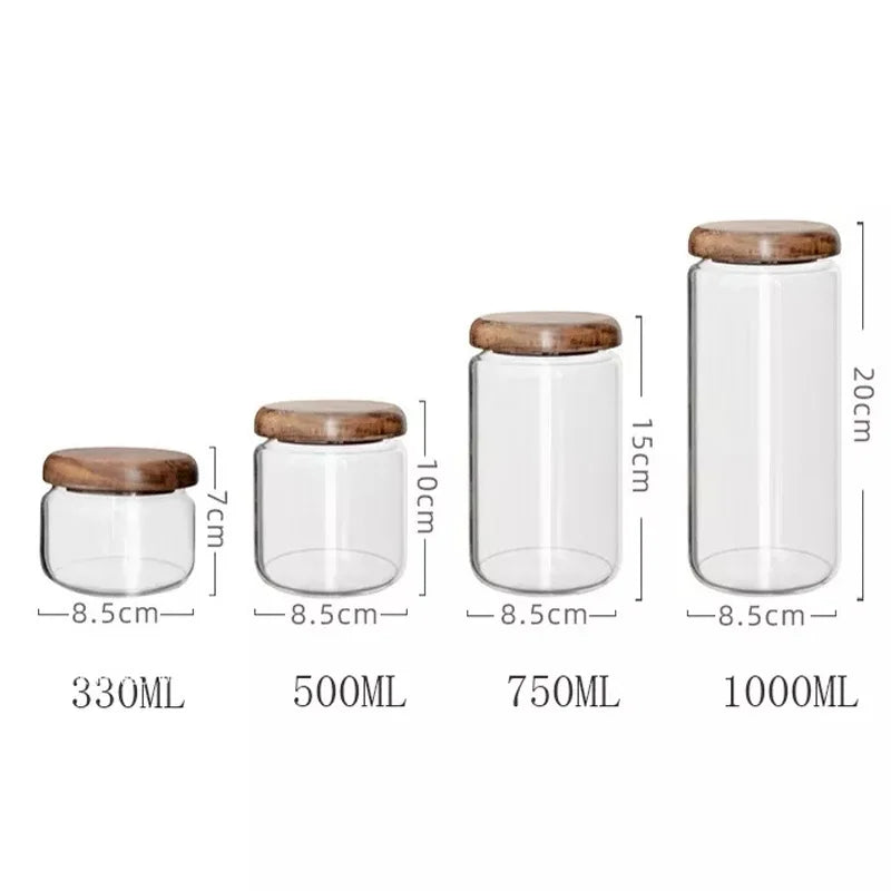 Glass Food Storage Jar With Acacia Wood Lid Airtight Container