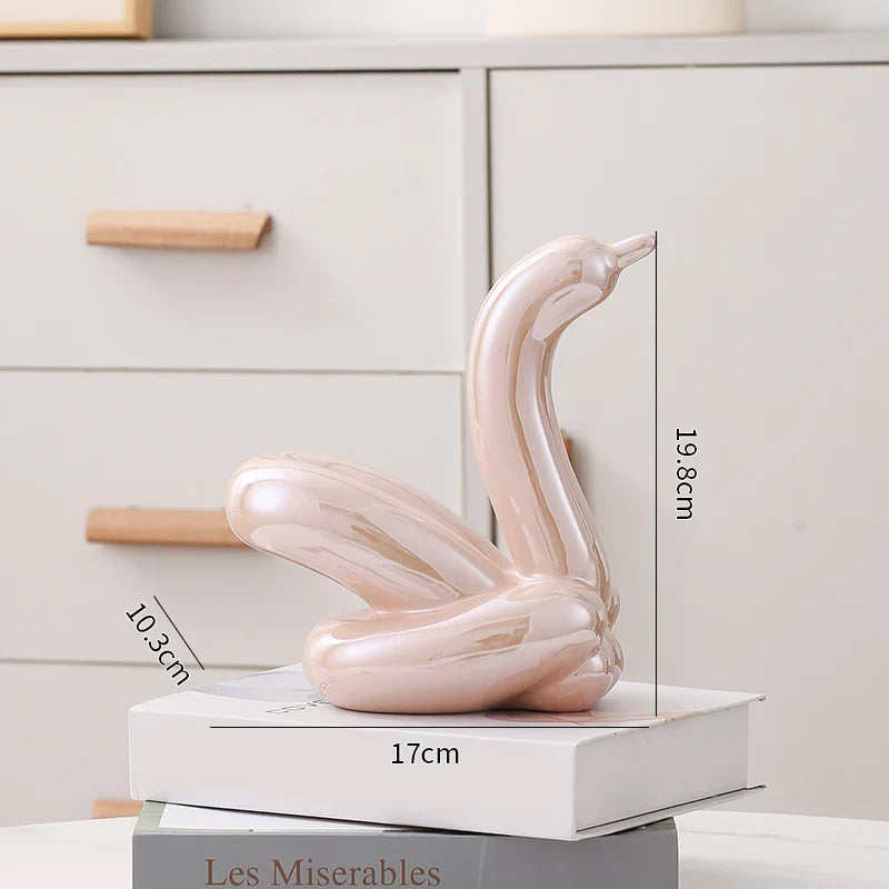 Nordic Ceramic Swan Sculpture Elegant Animal Figurine Home Decor