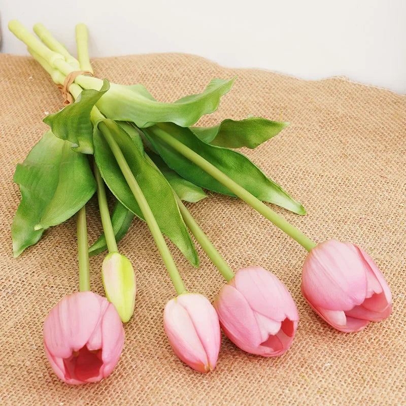 Silicone Real Touch Tulip Bouquet Artificial Flower Home Decoration