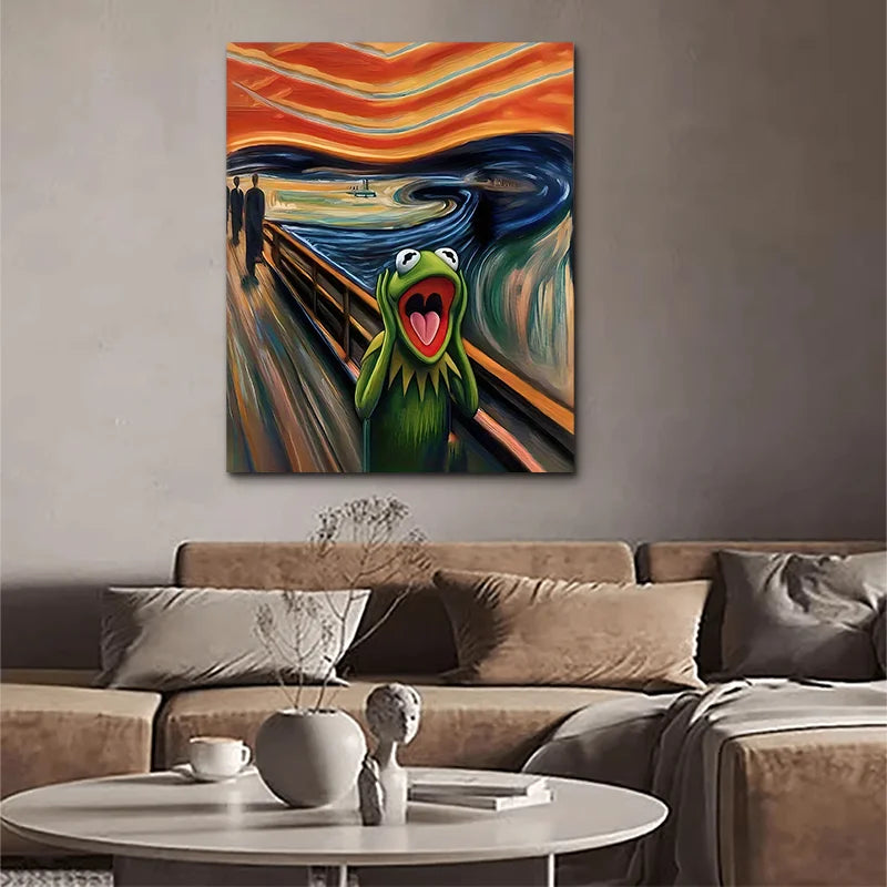 Modern Abstract Screaming Frog Canvas Wall Art Home Decor