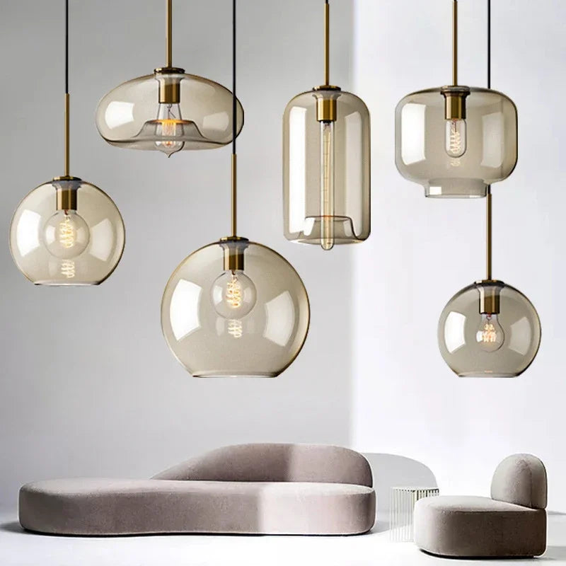 LED Glass Chandelier Light Fixture