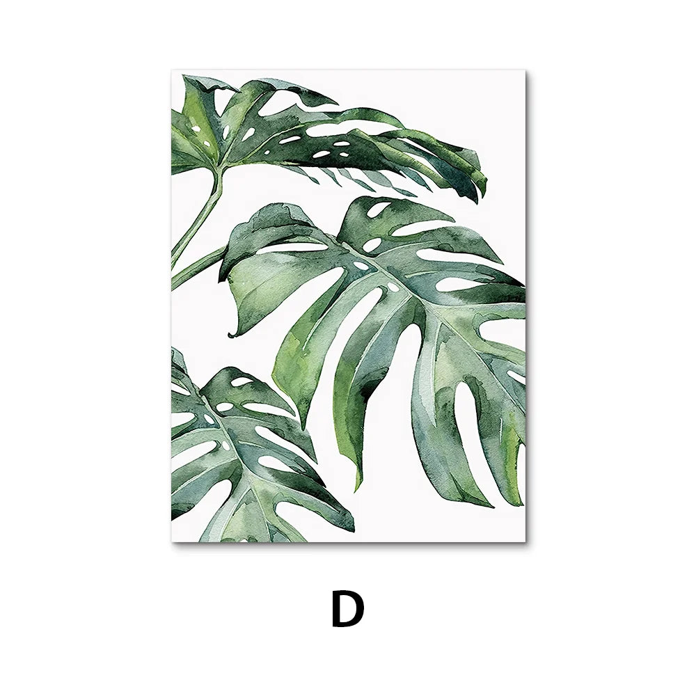 Nordic Green Plants Canvas Monstera Fern Banana Leaf Wall Art
