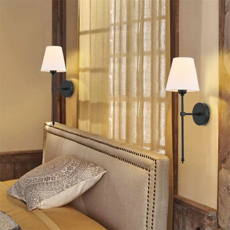 Modern LED Wall Lamp Bathroom Mirror Light Cloth Shade Sconce
