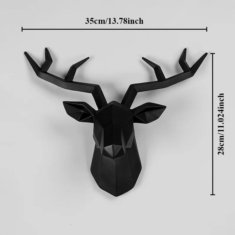 Decorative Resin Elk Head Wall Mount Animal Hook Home Decor