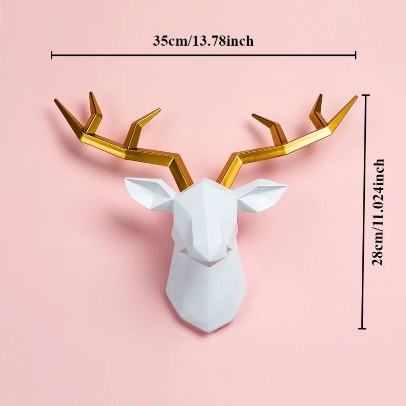 Decorative Resin Elk Head Wall Mount Animal Hook Home Decor