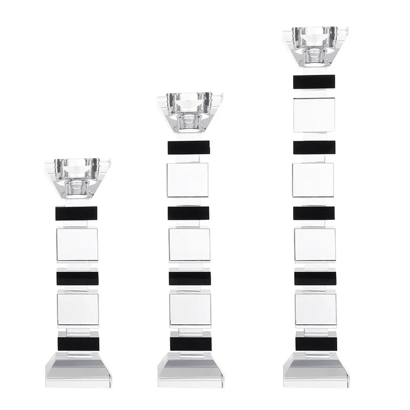 DecorBites™ Geometric Glass Candle Holder Block Design Home Decor Accessory