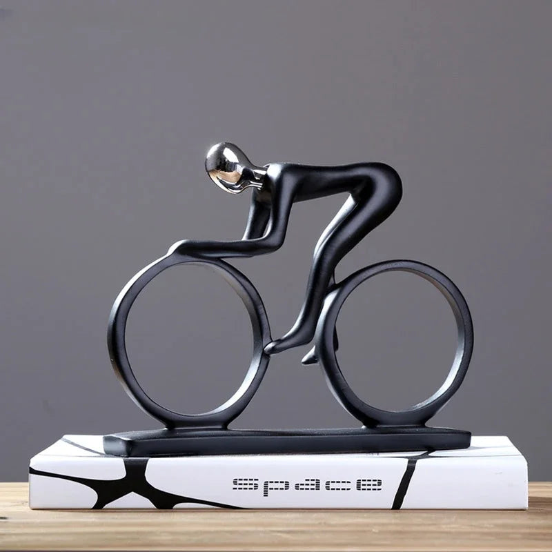 Modern Abstract Resin Cyclist Statue Bike Rider Figurine Home Decor