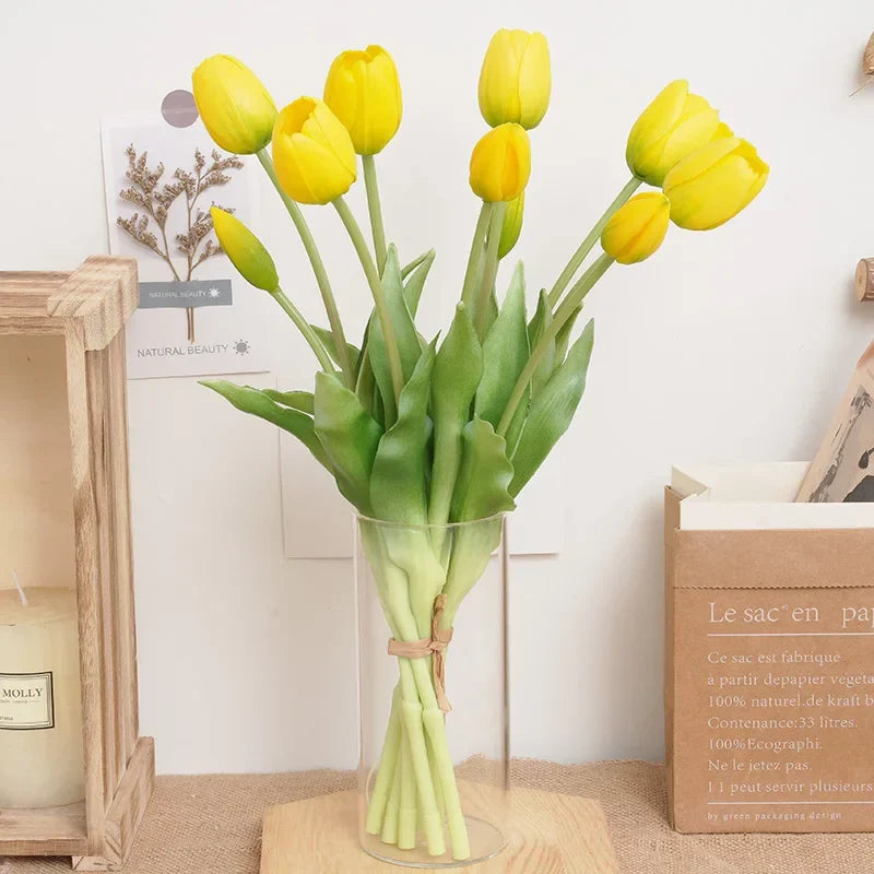 Silicone Real Touch Tulip Bouquet Artificial Flower Home Decoration