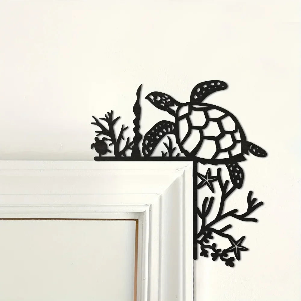 Black Metal Marine Animal Door Frame Decor Nautical Wall Art