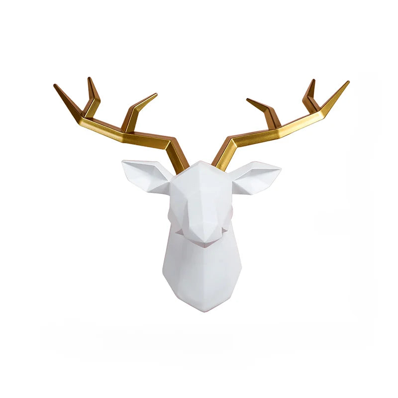 Decorative Resin Elk Head Wall Mount Animal Hook Home Decor