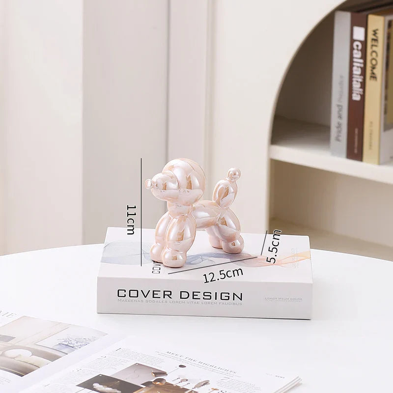 Ceramic Dog Figurine Nordic Animal Sculpture Home Office Decor