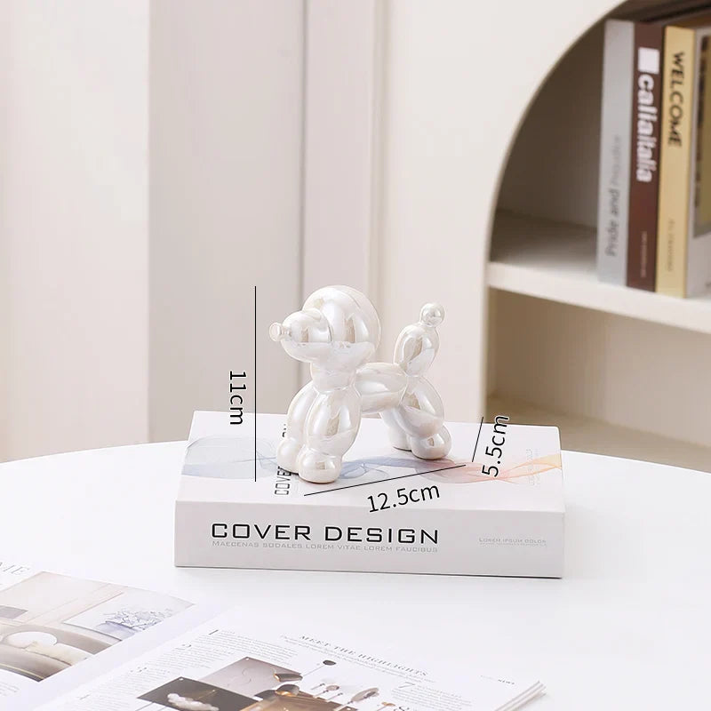 Ceramic Dog Figurine Nordic Animal Sculpture Home Office Decor