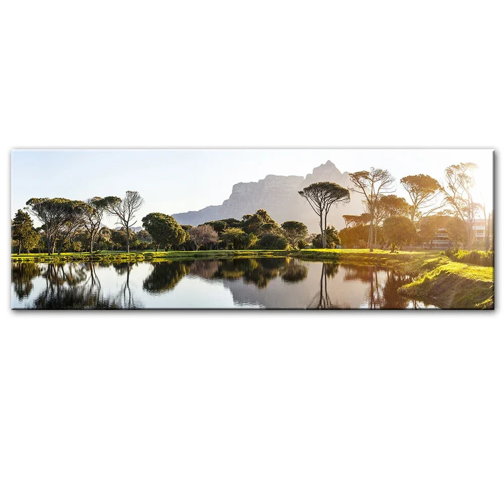 Modern Minimalist Seaside Goldenwood Bridge Landscape Canvas Wall Art Decor