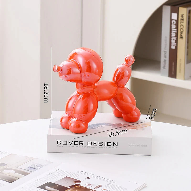 Ceramic Dog Figurine Nordic Animal Sculpture Home Office Decor