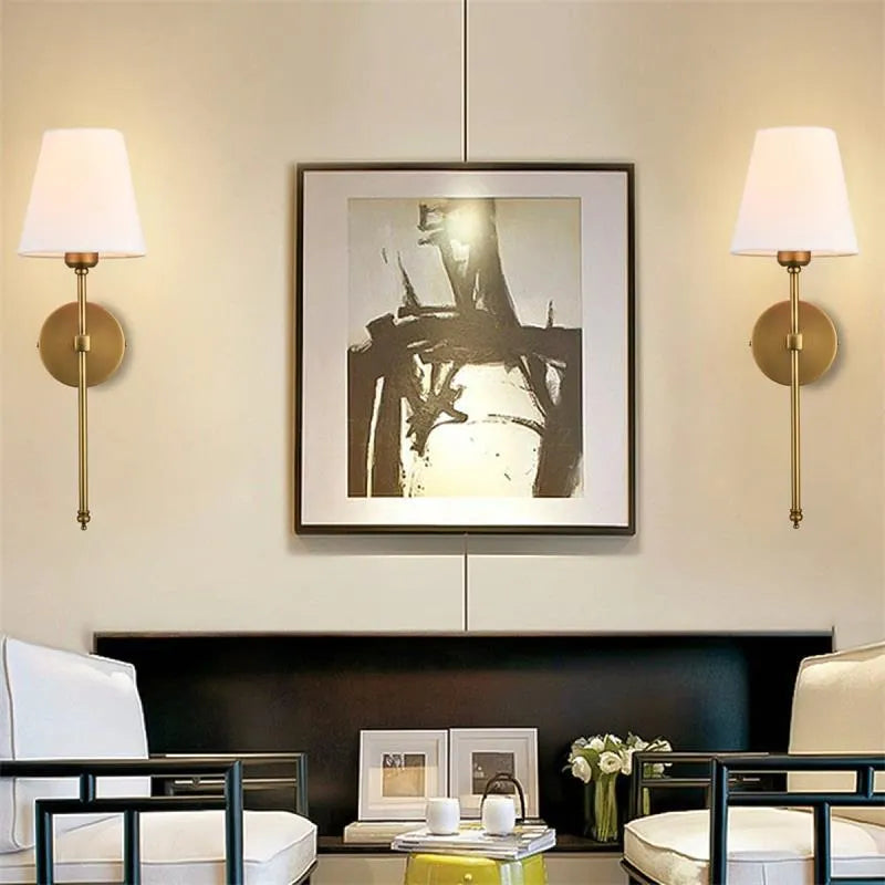 Modern LED Wall Lamp Bathroom Mirror Light Cloth Shade Sconce