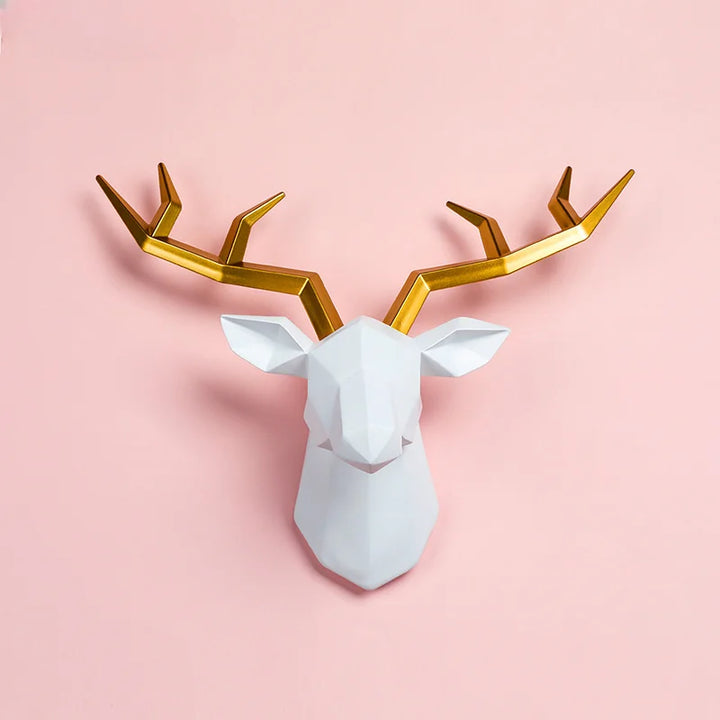 Decorative Resin Elk Head Wall Mount Animal Hook Home Decor