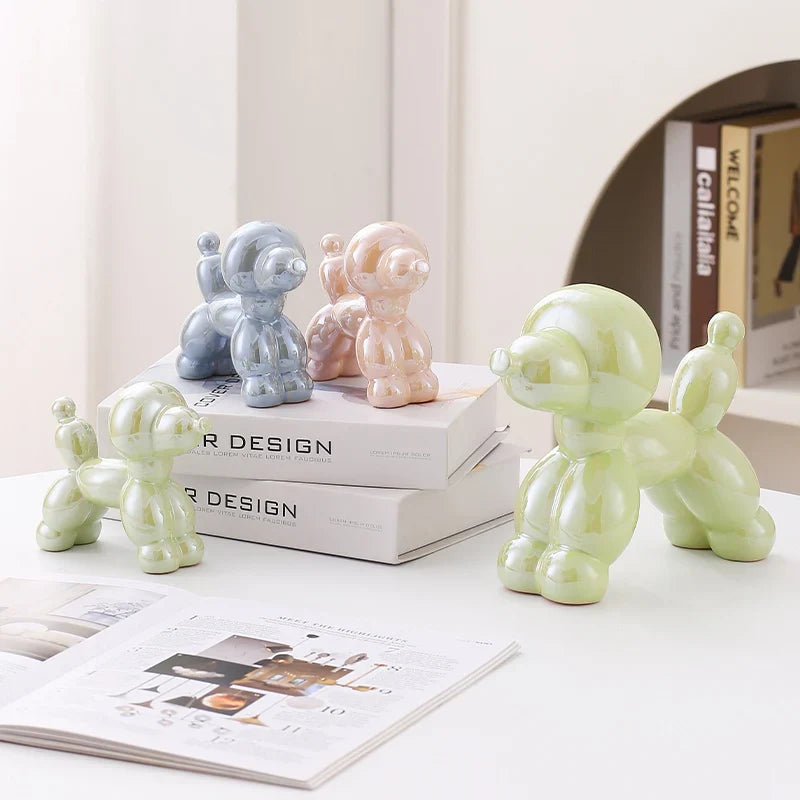 Ceramic Dog Figurine Nordic Animal Sculpture Home Office Decor