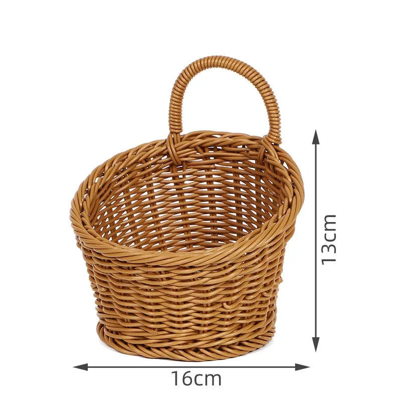 Wall Mounted Woven Vegetable Fruit Basket Kitchen Storage Home Decor