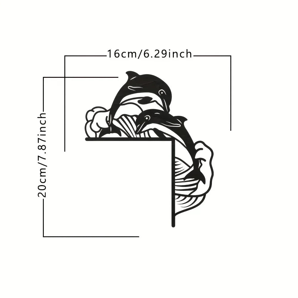 Black Metal Marine Animal Door Frame Decor Nautical Wall Art