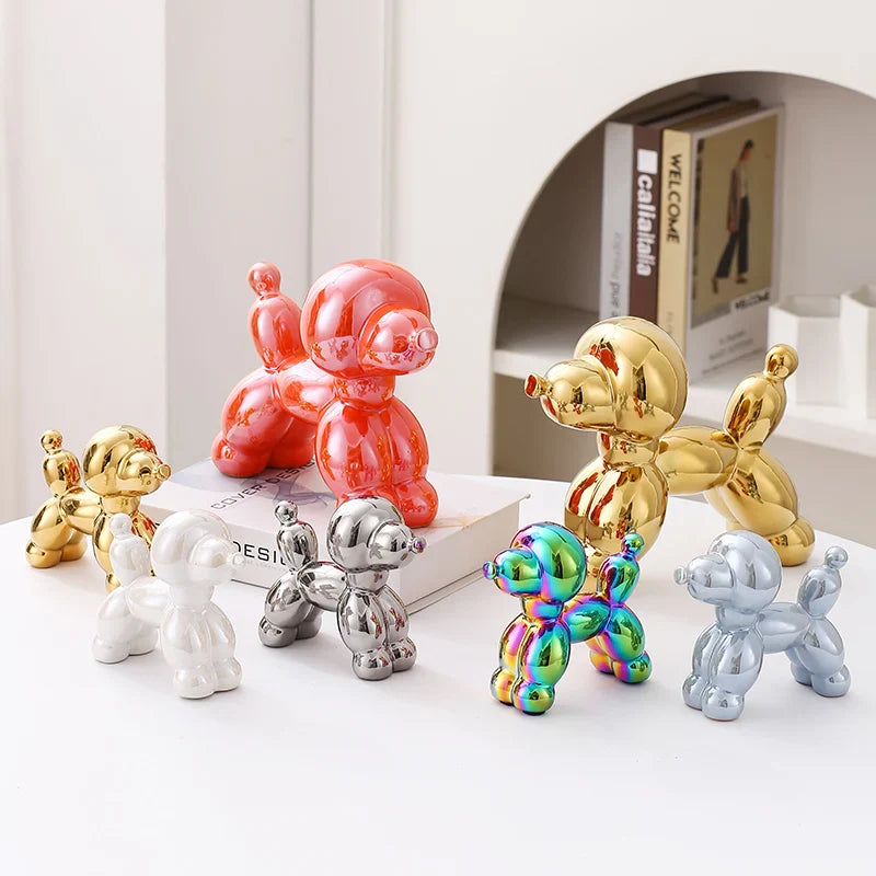 Ceramic Dog Figurine Nordic Animal Sculpture Home Office Decor